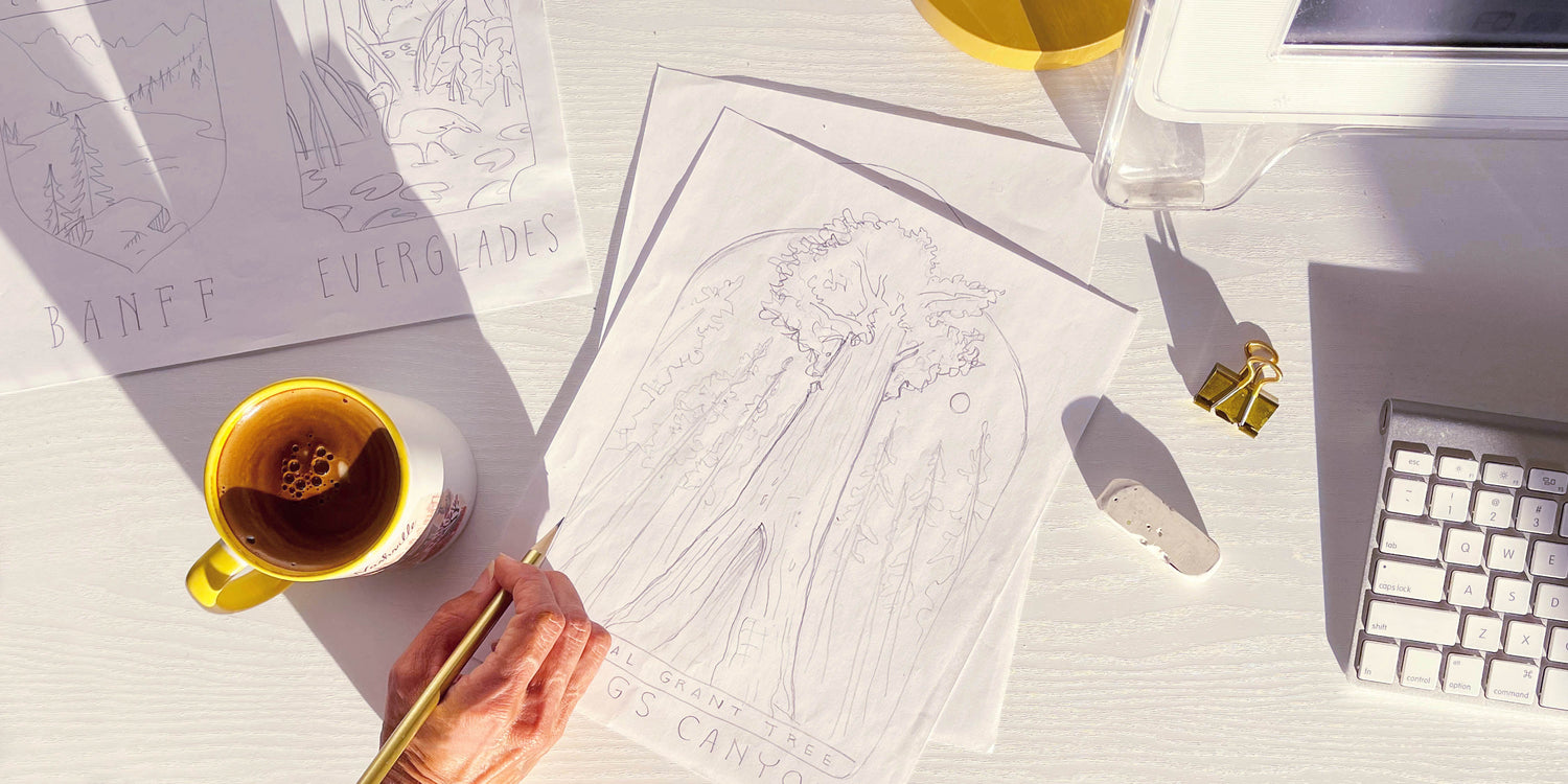 artist-studio-with-sketches-and-drinking-coffee