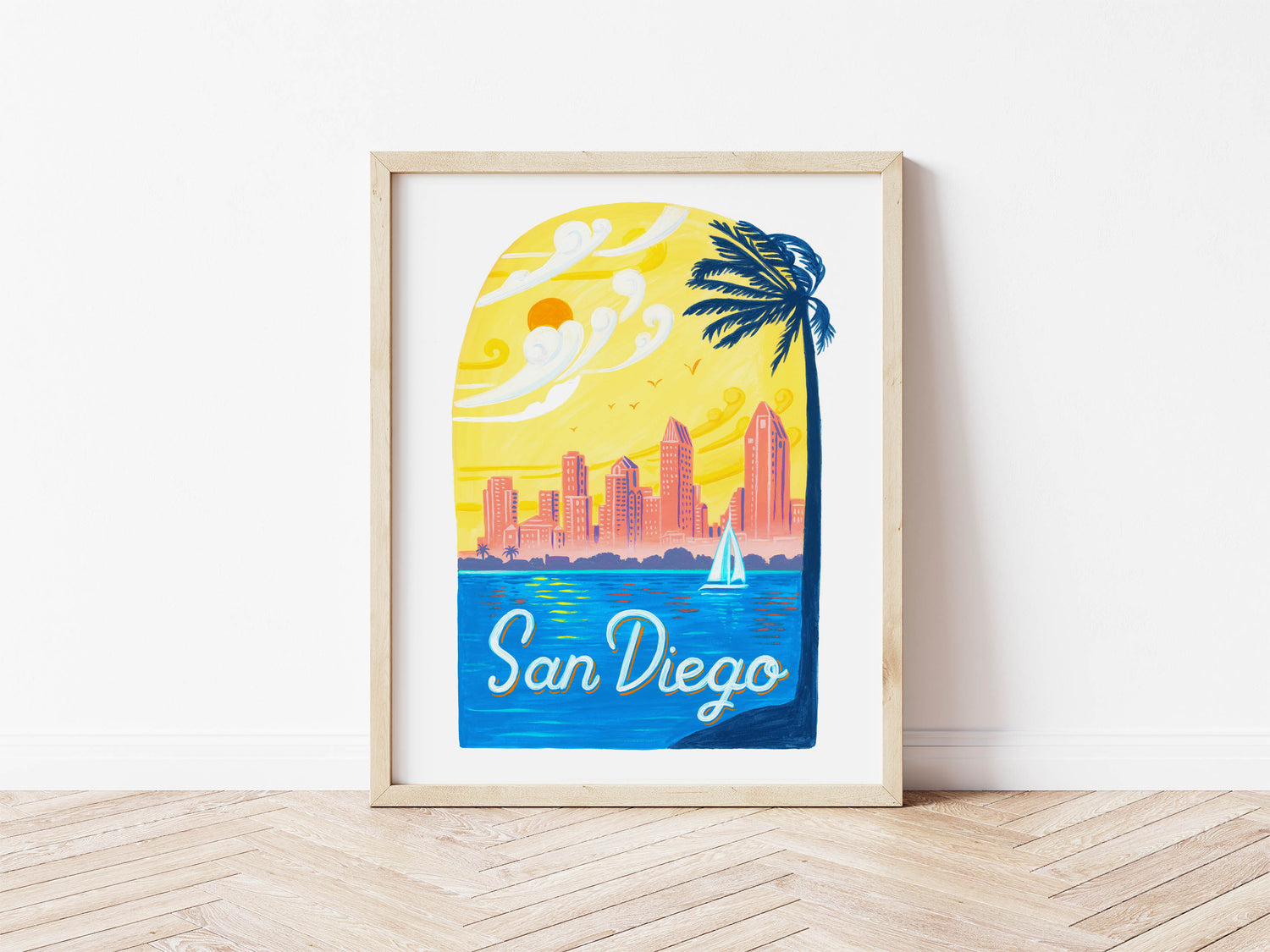 San Diego California City Skyline Art Print