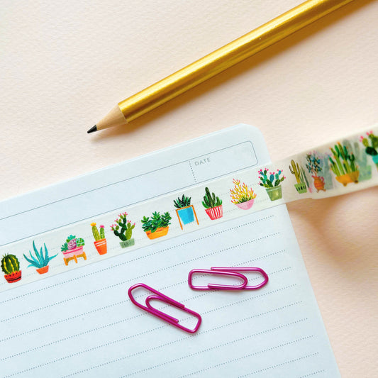 Cactus + Succulent Washi Tape with different cactus plants