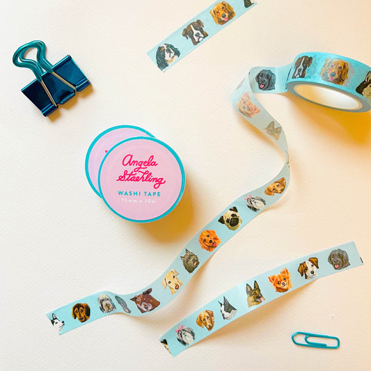 Dog washi tape with paper clips